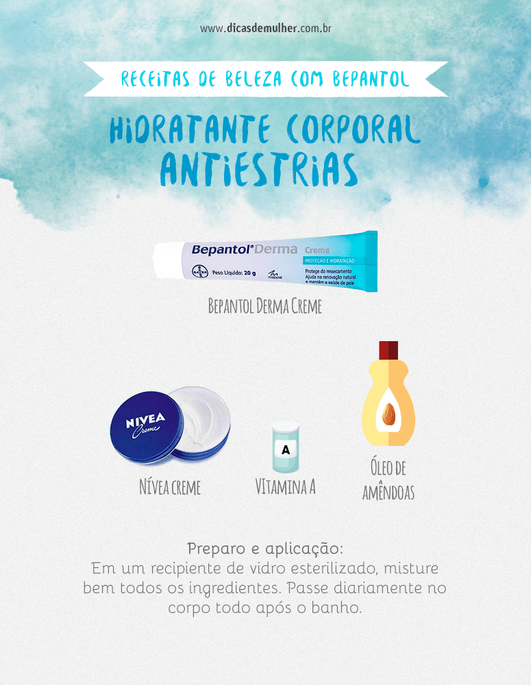 Creme hidratante antiestrias feito com Bepantol