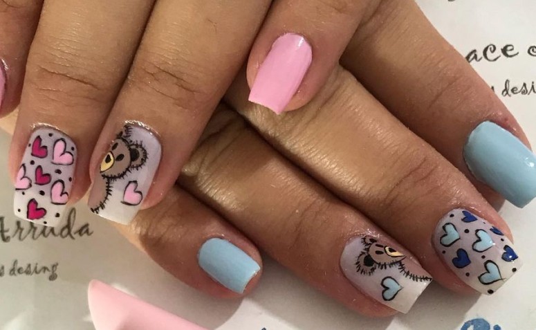 30 ideias encantadoras e delicadas de unhas para chá revelação