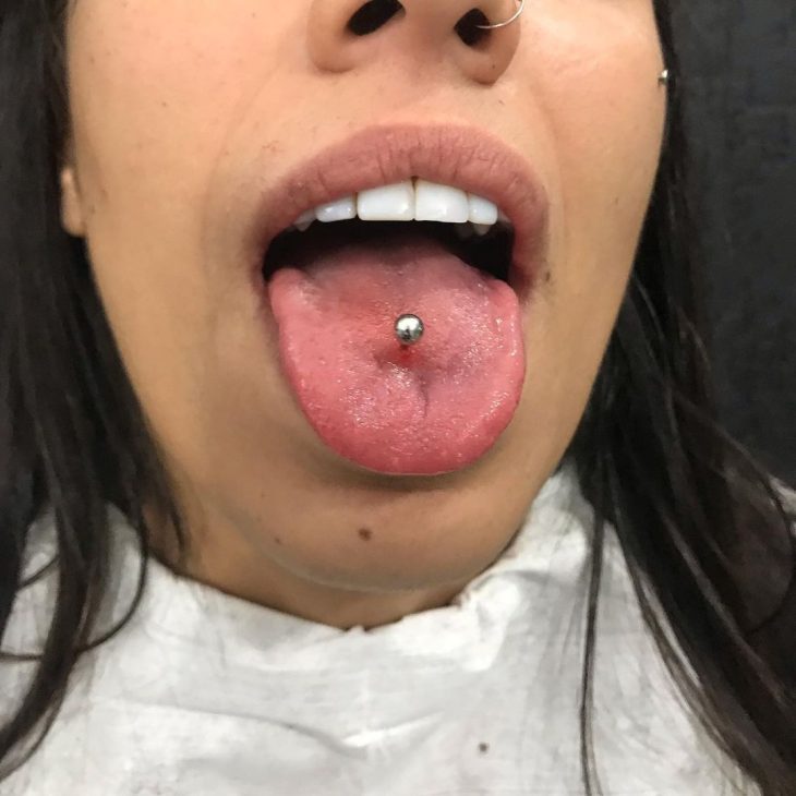 Middle tongue piercing