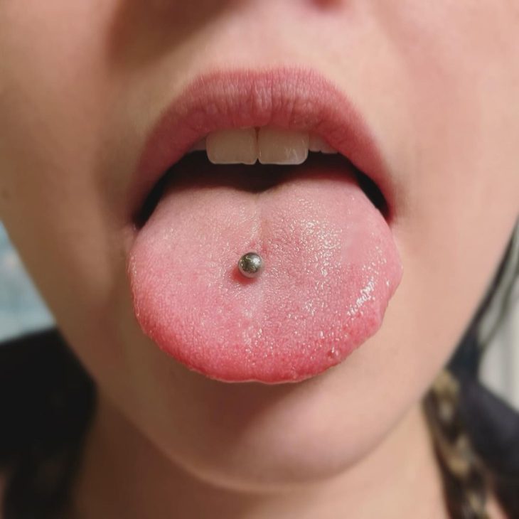 Middle tongue piercing